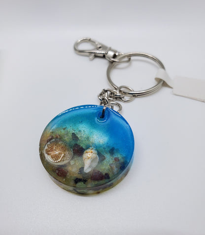 Seashells in Epoxy Resin Keychain