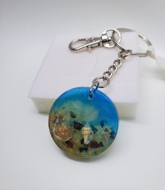 Seashells in Epoxy Resin Keychain