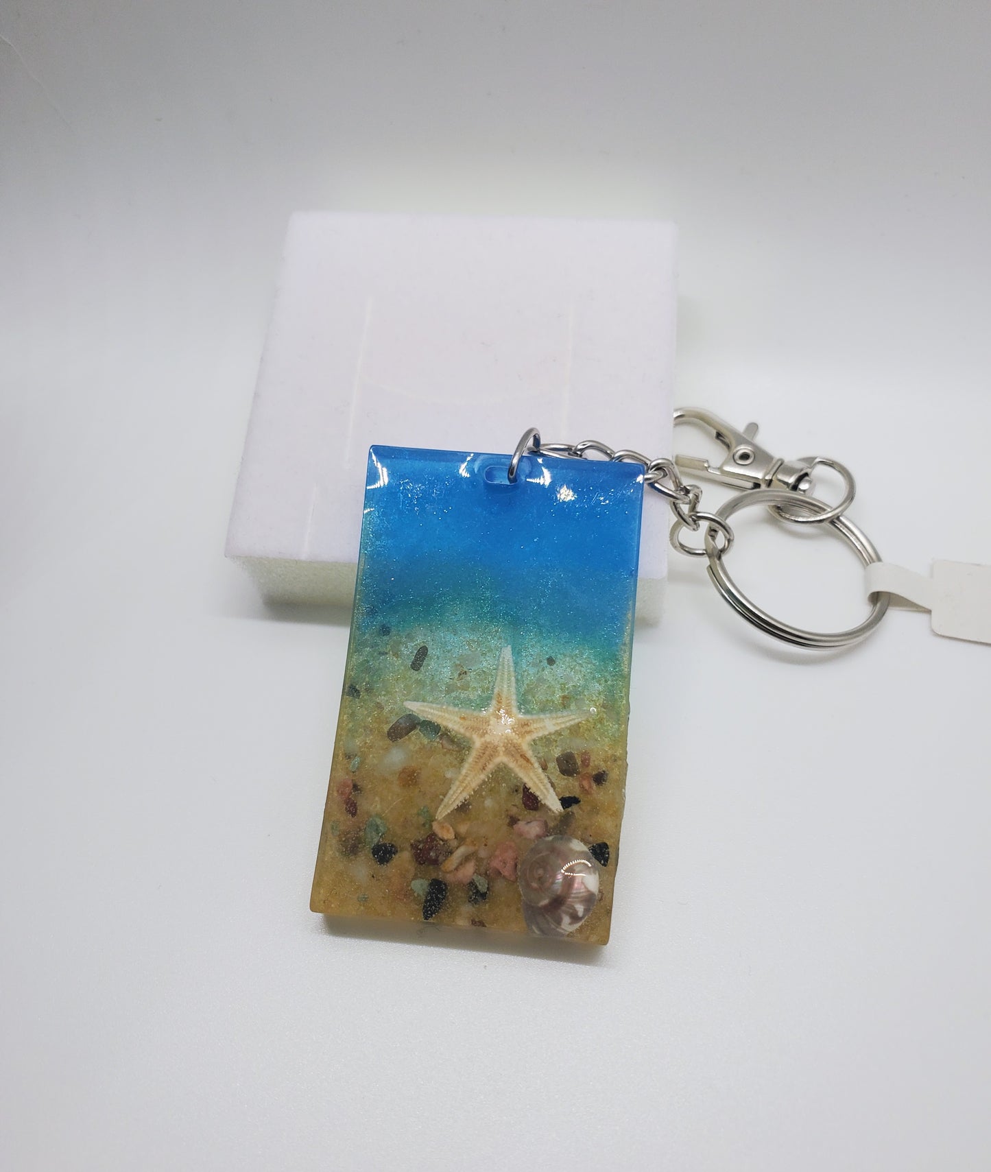 Seashells in Epoxy Resin Keychain