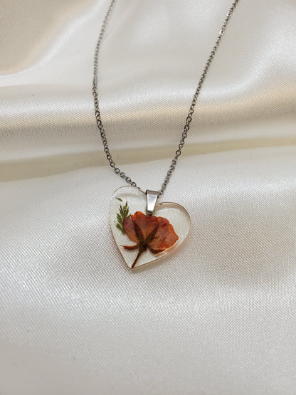 Real Dried Rose Necklace in Epoxy Resin