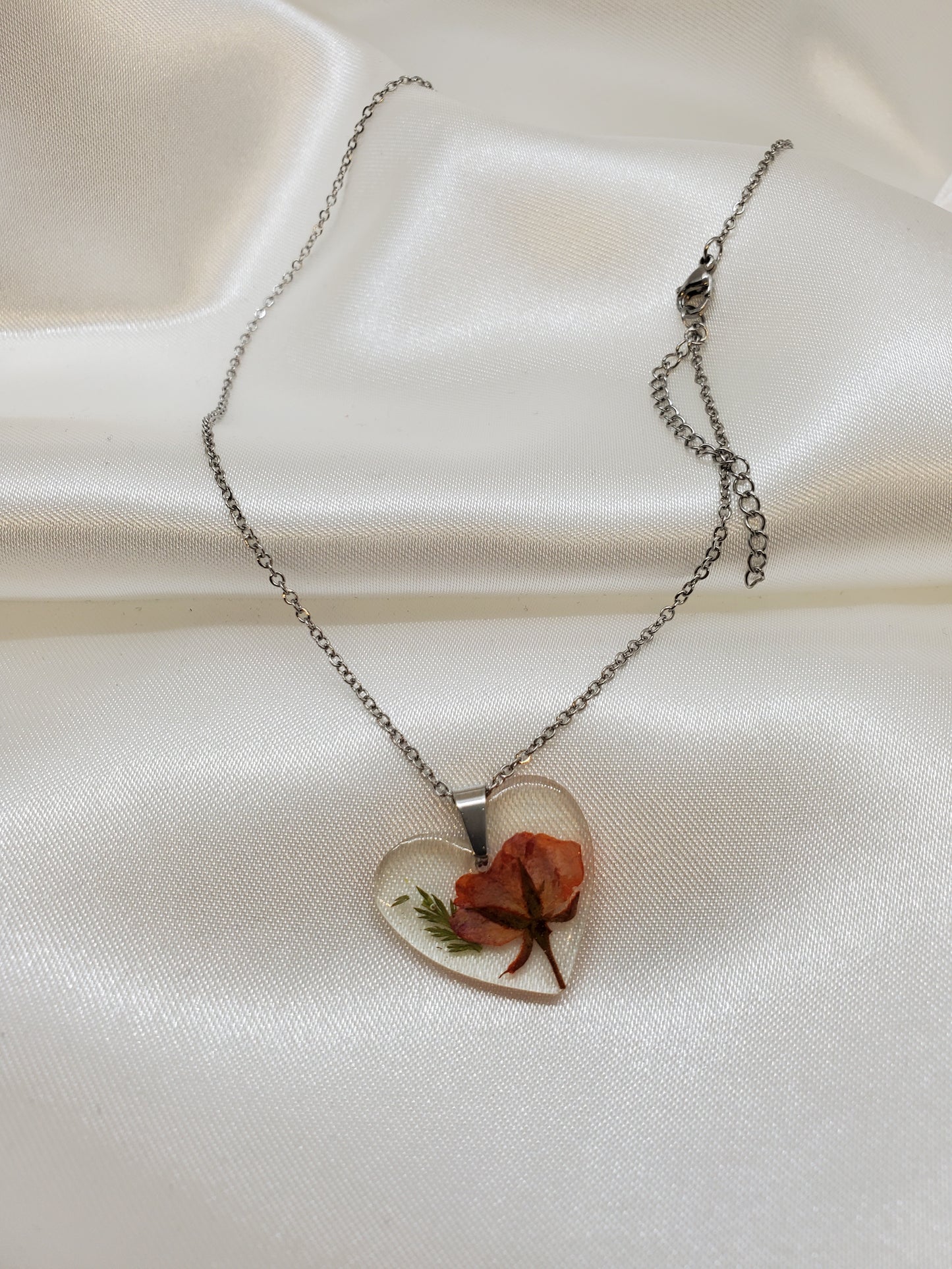 Real Dried Rose Necklace in Epoxy Resin