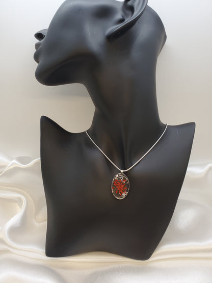 Red Queen Anne's Lace Necklace in Epoxy Resin