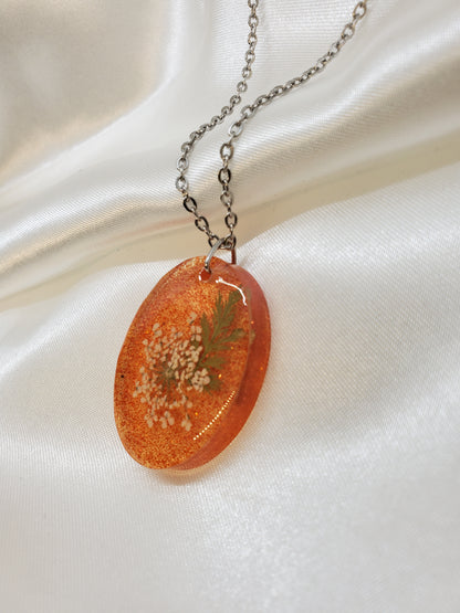 White Queen Anne's Lace Necklace in Epoxy Resin