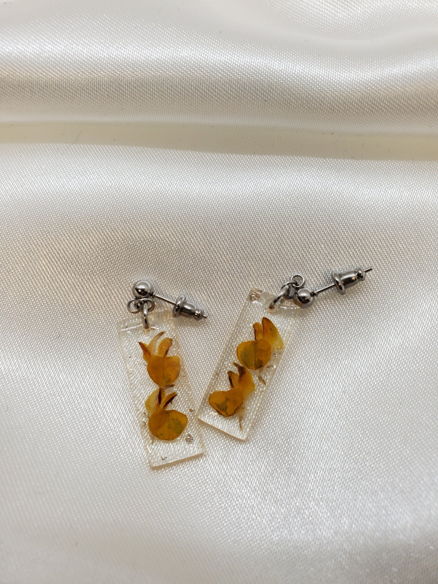 Yellow Wildflower Earrings in Resin Epoxy