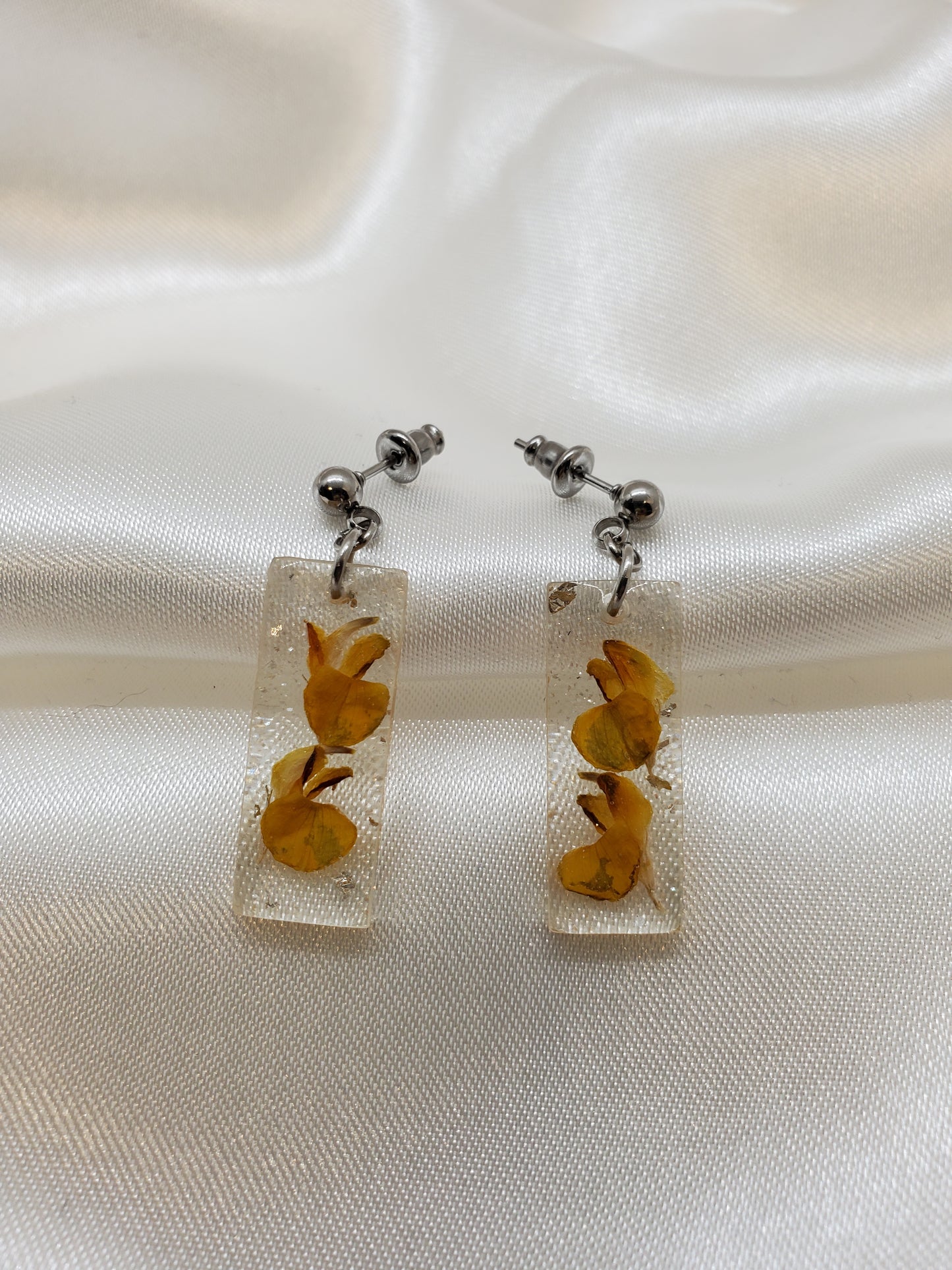 Yellow Wildflower Earrings in Resin Epoxy