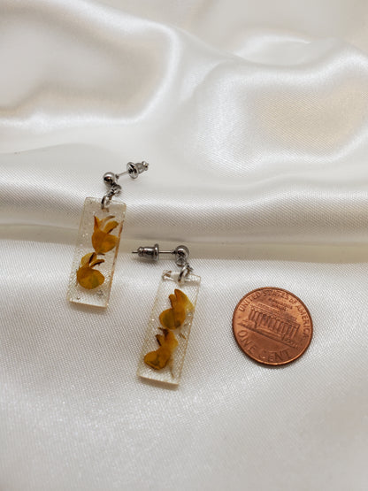 Yellow Wildflower Earrings in Resin Epoxy