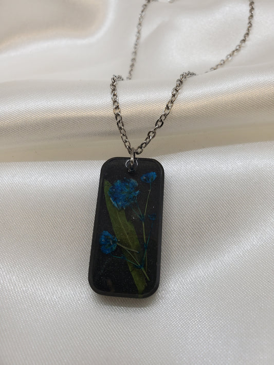 Blue Baby's Breath Necklace in Epoxy Resin