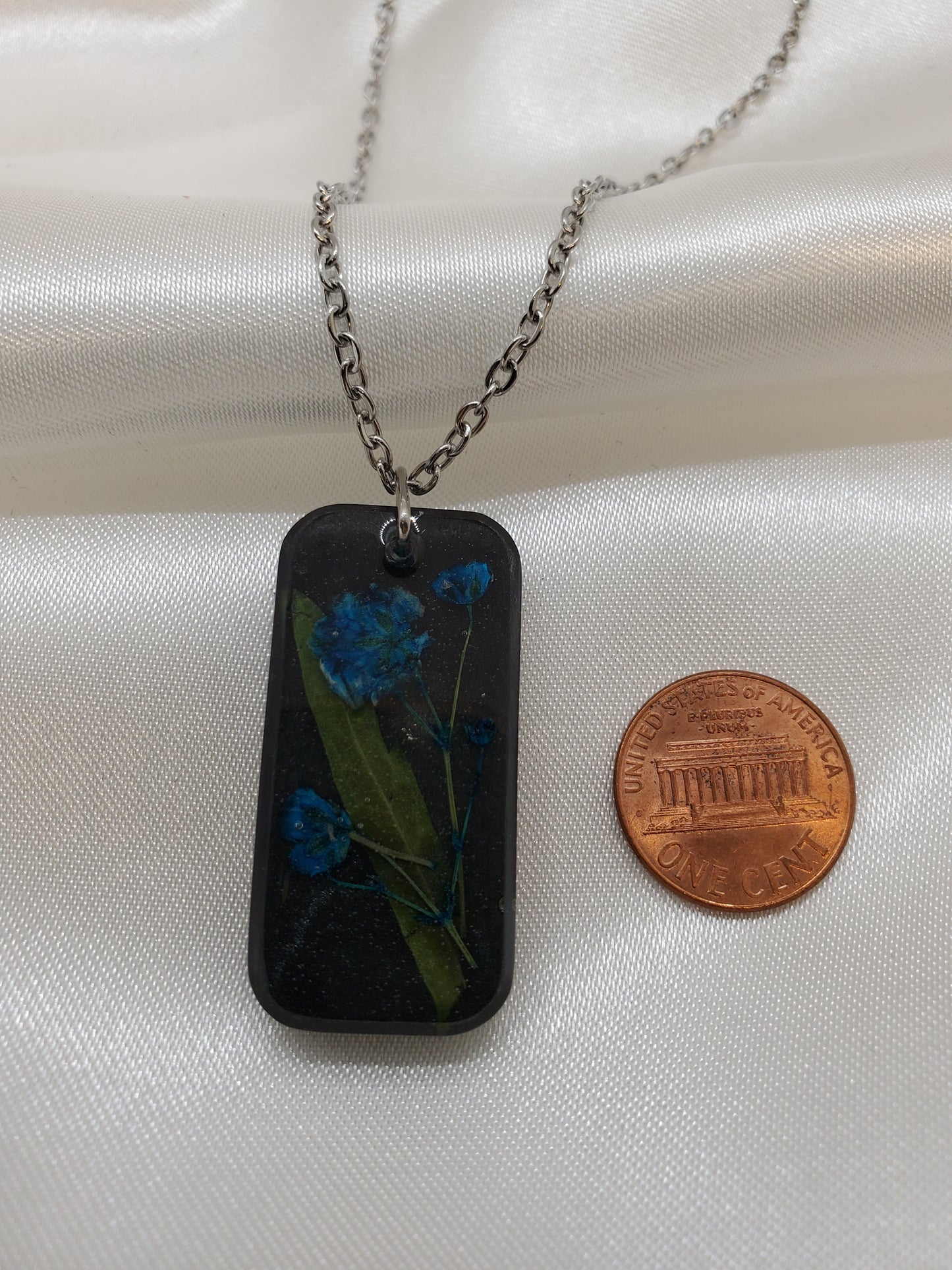 Blue Baby's Breath Necklace in Epoxy Resin