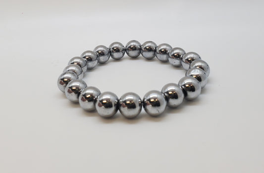 Silver Plated Hematite Beaded Bracelet