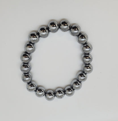 Silver Plated Hematite Beaded Bracelet