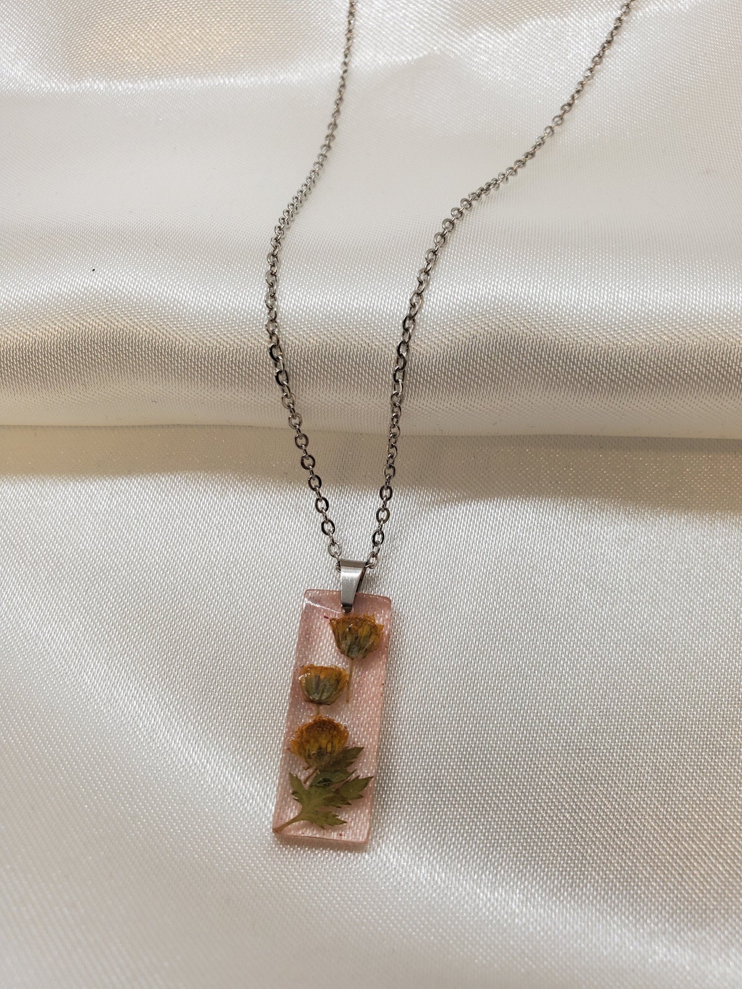 Yellow Baby's Breath Necklace in Epoxy Resin