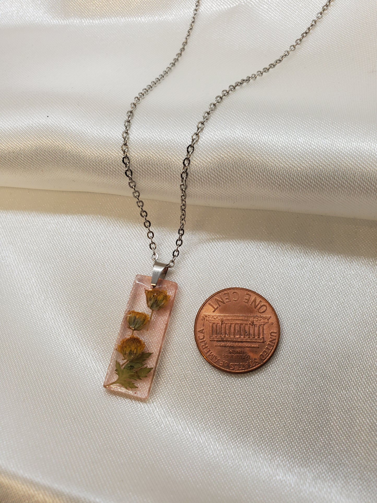 Yellow Baby's Breath Necklace in Epoxy Resin