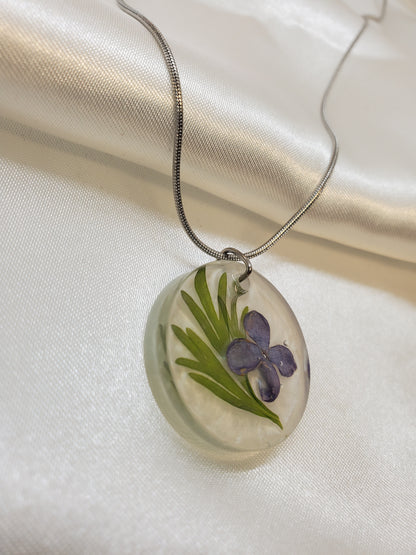 Purple Lilac Necklace in Epoxy Resin