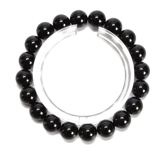 Black Onyx Smooth Round Beaded Bracelet