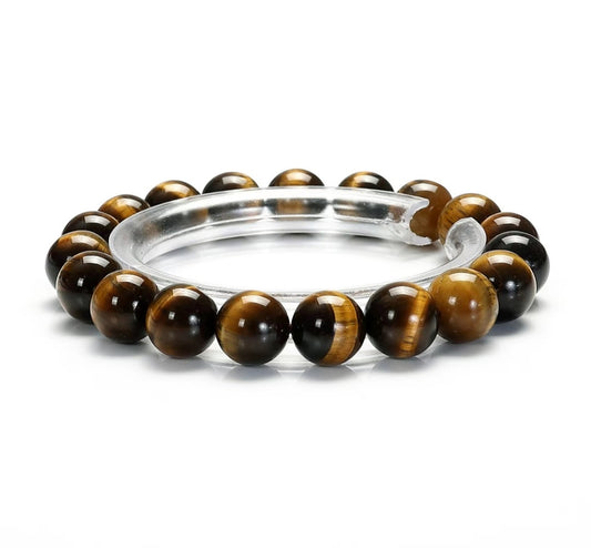 Natural Yellow Tiger Eye Smooth Round Beaded Bracelet