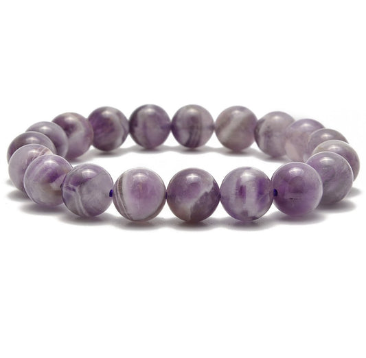 Natural Amethyst Smooth Round Beaded Bracelet