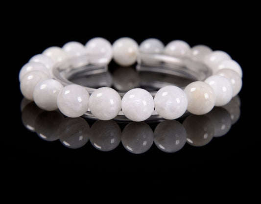 Natural White Rainbow Moonstone Beaded Bracelet